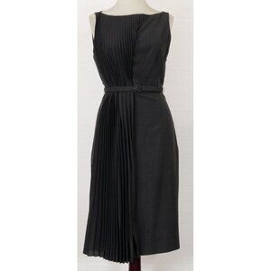 $2400 VALENTINO GRAY WOOL BLEND WITH PLEAT DETAIL FRONT & MATCHING BELT 6